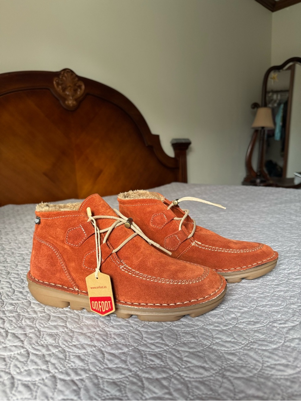 Women’s Suede Chukka Boots in Orange - Picture 1 of 5